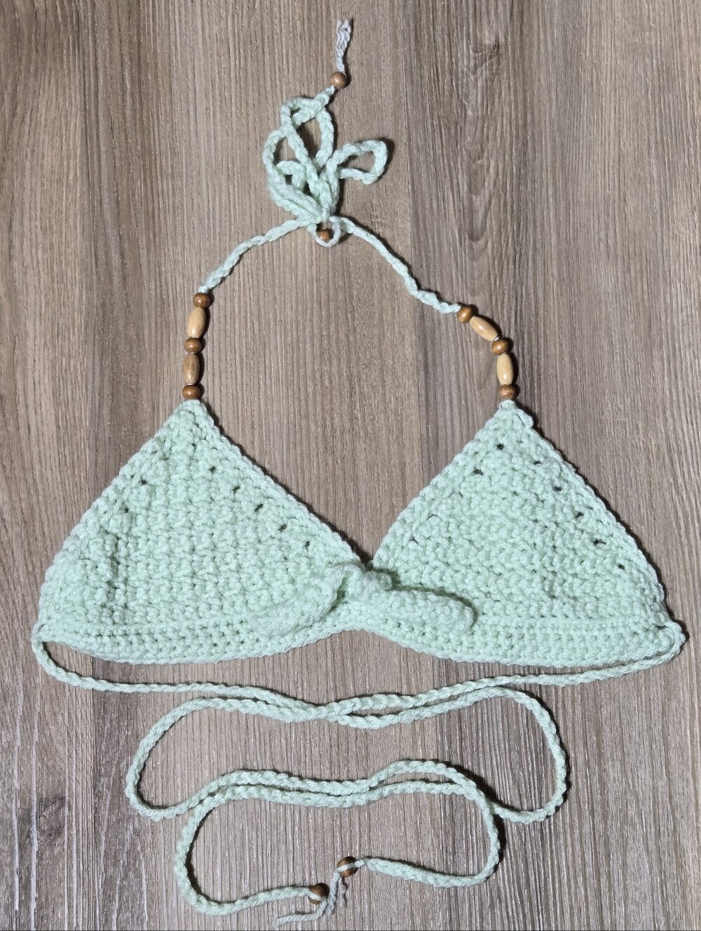 Handmade Mint Green Crochet Triangle Bikini Top